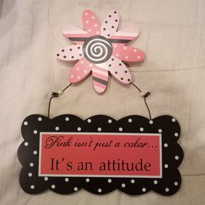 Cute Wooden Pink Wall Hanging (NWOT 9.5" x 11.25")